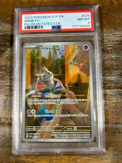 Pokemon 2024 SVP En Promo Paldean Fates ETB MIMIKYU #075 PSA 8 RARE 3 - Image 1