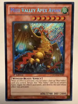Yugioh Mist Valley Apex Avian HA02-EN049 Secret Rare 1st Ed VVLP - Image 1