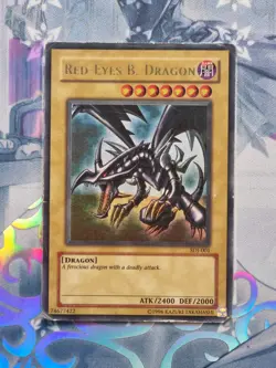 SDJ-001 Red-Eyes Black Dragon Ultra Rare UNL Edition Heavily Played YuGiOh TCG - Image 1