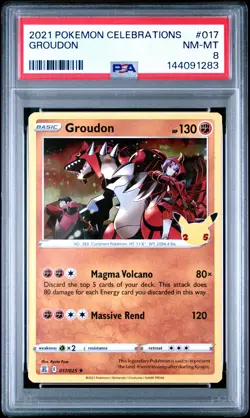 2021 POKEMON CELEBRATIONS #017 GROUDON PSA 8 - Image 1