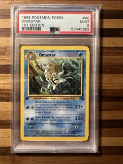 Pokemon 1999 Omastar 1st Edition Fossil 40/62 Uncommon PSA 9 Mint - Image 1