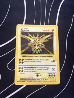 Pokemon TCG Zapdos 16/102 Base Set Shadowless Holo Rare - Image 1