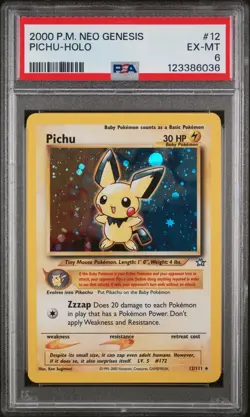 PSA 6 EX-MT Pichu Neo Genesis Holo Rare Pokemon Card 12/111 - Image 1