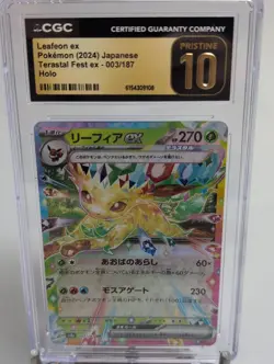 CGC 10 Pristine Leafeon ex 003/187 Terastal Fest ex sv8a Pokemon Card - Image 2