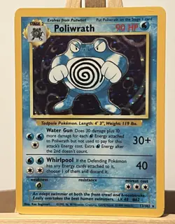 Pokemon TCG Poliwrath 13/102 Base Set Holo Rare English Ken Sugimori 90 HP - Image 1