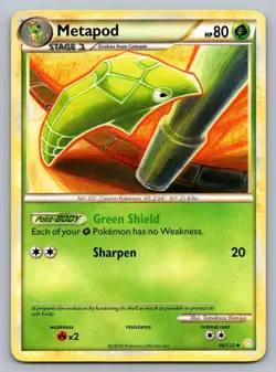 METAPOD 46/123 UNCOMMON HEARTGOLD & SOULSILVER POKEMON KOMIYA LP - Image 1