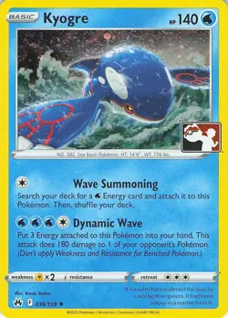 Kyogre 036/159 Rare Prize Pack Series Cards Pokemon Holo Near Mint - Image 1