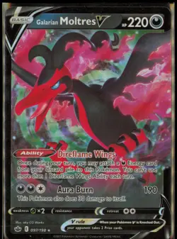 GALARIAN MOLTRES V 097/198 HOLO V RARE CHILLING REIGN POKEMON NM - Image 1