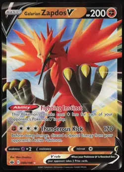 Galarian Zapdos V 080/198 Holo V Rare Chilling Reign Pokemon NM - Image 1