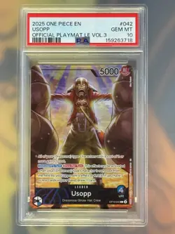 2025 ONE PIECE PROMOS OP10-042 PLAYMAT CARD VOL.3 #042 USOPP PSA 10 042 - Image 1