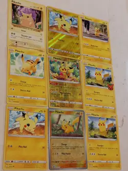 Pokemon Pikachu 9 Card Lot Bundle Regular, Holo & Reverse Holo - Image 2