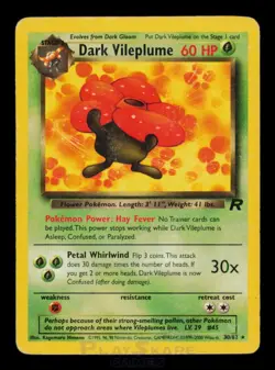 Pokemon Card Dark Vileplume 30/82 Team Rocket Rare Non-Holo Vintage HP 2000 - Image 1
