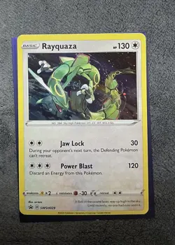 Rayquaza Cosmos Holo SWSH029 Black Star Promo Pokemon Card swirl - Image 1