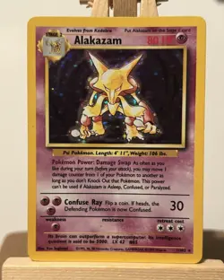 Pokemon TCG Alakazam 1/102 Base Set Holo Rare English 1999 WOTC 80 HP - Image 1