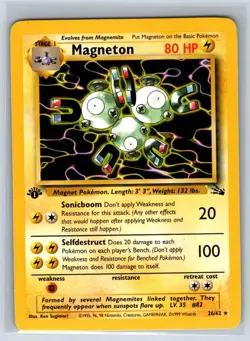 Magneton 26/62 Rare Fossil Pokemon 1st Edition Lightly Played - Image 1