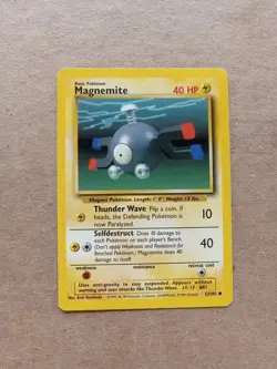 Magnemite 53/102 Common Base Set Unlimited Pokemon Heavily Played - Image 1