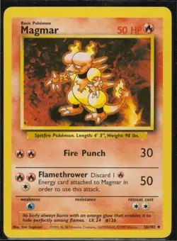 Magmar Base Set Unlimited 36/102 LP Pokemon TCG Ken Sugimori - Image 1