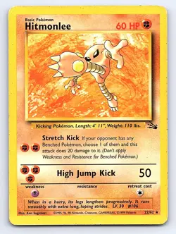 Hitmonlee 22/62 Rare Fossil Pokemon Unlimited Heavily Played - Image 1