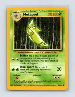 Metapod 54/102 Common Base Set Unlimited Pokemon Lightly Played - Image 1