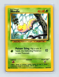 Weedle 69/102 Common Base Set Unlimited Pokemon Lightly Played - Image 1