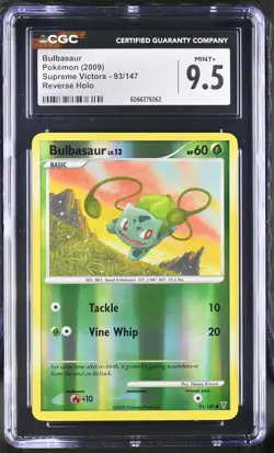 CGC 9.5 MINT+ Bulbasaur 2009 Supreme Victors 93/147 Reverse Holo Pokemon Card - Image 1