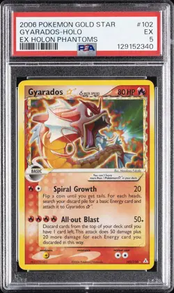 2006 POKEMON EX HOLON PHANTOMS GOLD STAR #102 GYARADOS-HOLO PSA 5 - Image 1