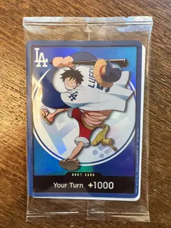 2026 One Piece Los Angeles Dodgers Monkey D Luffy Don Card 7/2/26 Sealed + Hat - Image 5