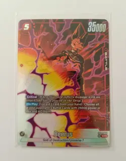 DBS Dragon Ball Fusion World FB01-022 Beerus SR ALT Trading Card - Image 1