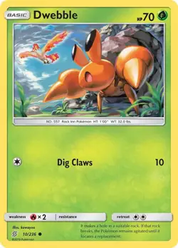 Dwebble #10/236 Sm - Unified Minds Common Pokemon TCG NM - Image 1
