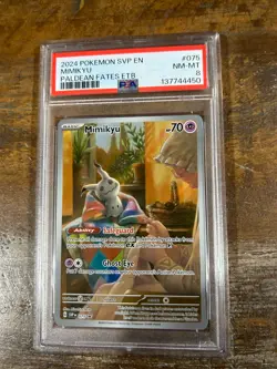Pokemon 2024 SVP En Promo Paldean Fates ETB MIMIKYU #075 PSA 8 RARE 4 - Image 1