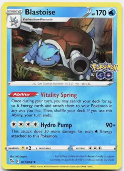 Blastoise Holo Rare Pokemon GO 017/078 LP - Image 1