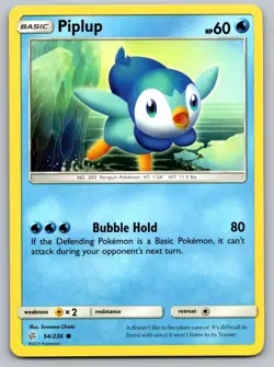 Piplup 54/236 Common Cosmic Eclipse Pokemon Near Mint - Image 1