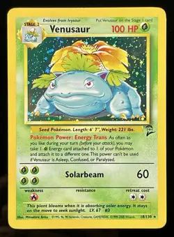 2000 Pokemon TCG: Base Set 2 - Venusaur 18/130 Cosmos Holo Vintage NM - Image 1