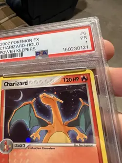 HUGE SWIRL PSA 1 2007 Pokemon EX Power Keepers Charizard Holo Foil Rare 6/108 - Image 3