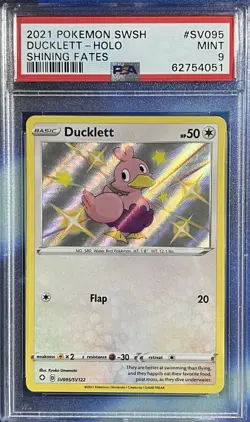 PSA 9 MINT Ducklett SV095/SV122 Holo Shining Fates Pokemon Sword & Shield Nm M - Image 1