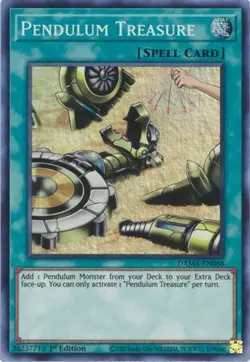 PENDULUM TREASURE DAMA-EN068 1ST ED YUGIOH DAWN OF MAJESTY (SUPER, NM) - Image 1