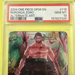 One Piece Card Game Roronoa Zoro OP06-118 SEC Alt Art PSA 10 - Image 2