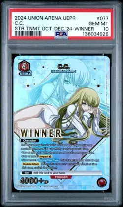 2024 UNION ARENA UEPR-PROMOS #077 C.C. STR TNMT OCT-DEC '24-WINNER - PSA 10 - Image 1