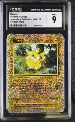 CGC 9 MINT Pikachu 86/110 Legendary (Collection) Reverse Holo Pokemon Card - Image 1