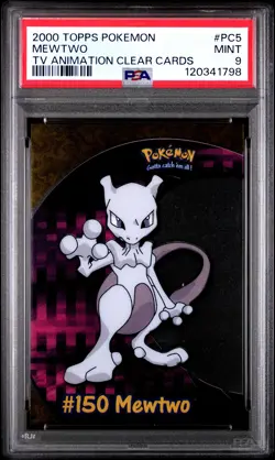 2000 TOPPS POKEMON TV ANIMATION CLEAR CARDS #PC5 MEWTWO PSA 9 - Image 1
