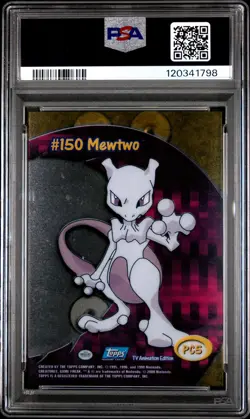 2000 TOPPS POKEMON TV ANIMATION CLEAR CARDS #PC5 MEWTWO PSA 9 - Image 2