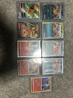 9 Charizard Pokemon Cards Good Condition and Ex Vstar V and Rares Lot - Image 1