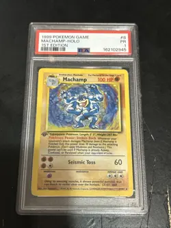 Pokemon Machamp Holo Base Set 8/102 1st Edition PSA 1 - Image 1