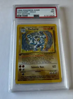 1999 Pokemon Game Machamp Holo 1st Edition #8 PSA7 - Image 1