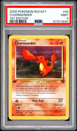 2000 Pokemon Team Rocket Charmander #50/82 1st Edition PSA 9 MINT WOTC - Image 1