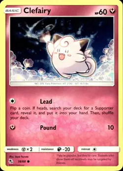 CLEFAIRY 38/68 Pokemon Card Hidden Fates Near Mint - Image 1