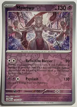 Mewtwo 150/165 151 Rare Reverse Holo Pokemon TCG - Image 1
