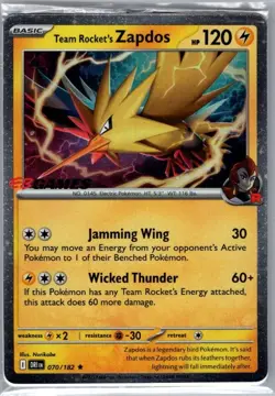 Sealed - Team Rocket's Zapdos (EB Games Exclusive) 070/182 - Pokemon Card - Image 1