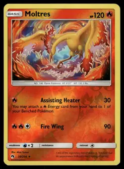 Moltres 38/214 Rare Lost Thunder Pokemon Reverse Holo Near Mint - Image 1