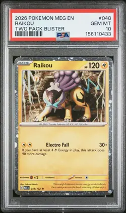 PSA 10 Raikou 048/132 Pokemon Cosmos Holo 2-Pack Blister Promo w/ SWIRLS 🌀🌀 - Image 1